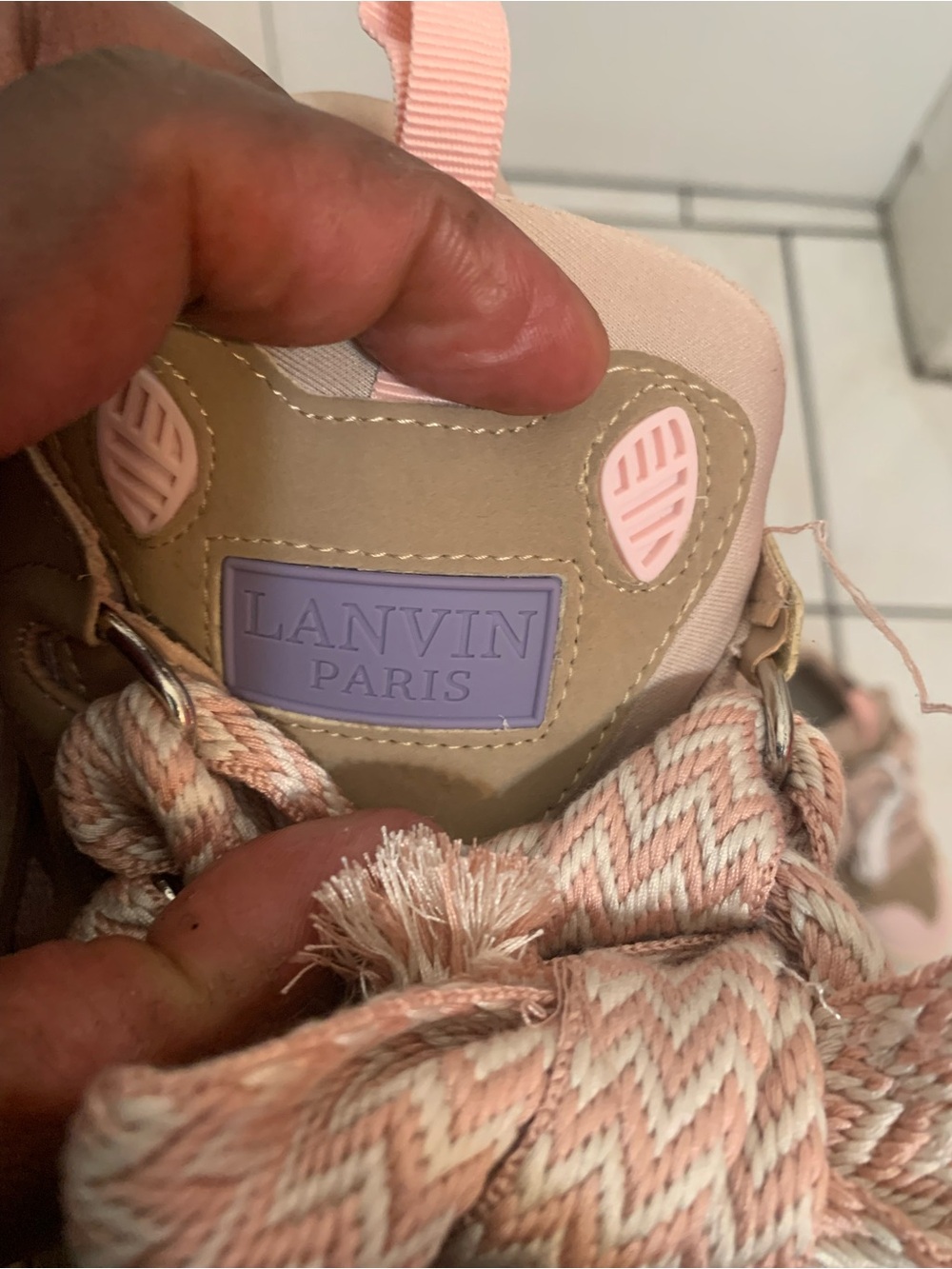 Lanvin Women's Blush Pink Leather Sneakers - Picture 5 of 9